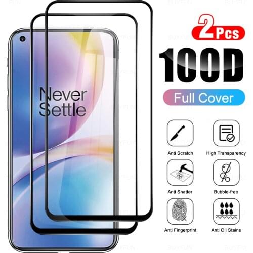 2pcs full cover one+ nord2 glass tempered glasses for oneplus nord2 nord 2 5g 6.44" 2021 glas anti-scratch screen protector film