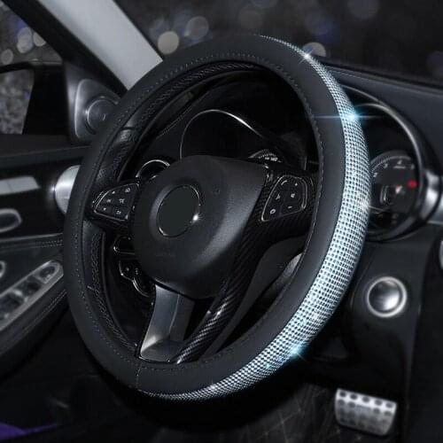 Car Steering Wheel Cover Protector For Women Girls Bling Bling Rhinestones Crystal Car Interior Decoration Car Accessories