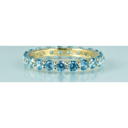 GEMS BEAUTY 14K Gold Filling Sterling Silver Eternity Rings For Women Round Paraiba Simulant Diamond Handmade Infinity Rings