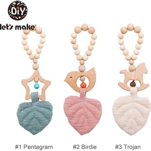LetS Make 1Pc Wooden Rattles Toys Baby Teething Hanging Toy Waterproof Leaf Stroller Pendant Baby Bed Bell Rattle Crib Mobiles