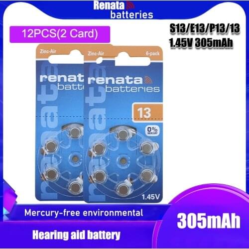 12pcs/2pack 100% RENATA A13 13A ZA13 13 1.45V Advanced Button Cell Battery Hearing Aid Batteries