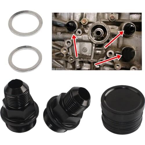 Aluminum 10AN Black Rear Block Breather Fitting Adapter, Oil Catch Can Compatible with Honda and Integra B16/B18