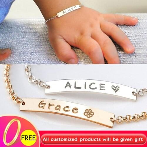 Custom Name Bracelet Personalized Toddler Child ID BFF Bracelet Stainless Steel Engraved Baby Bracelet Jewelry Pulseras Armband