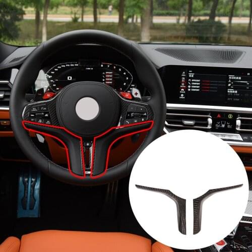 For BMW M sports steering wheel decorative sheet real carbon fiber 2-piece set of interior modification car accessories