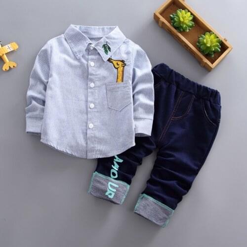DIIMUU Baby Boys Striped Clothes Outfit Suit Children Spring Autumn Cotton 1 2 3 4 5 Years Kids Boys Clothes Sets Shirt+Trousers