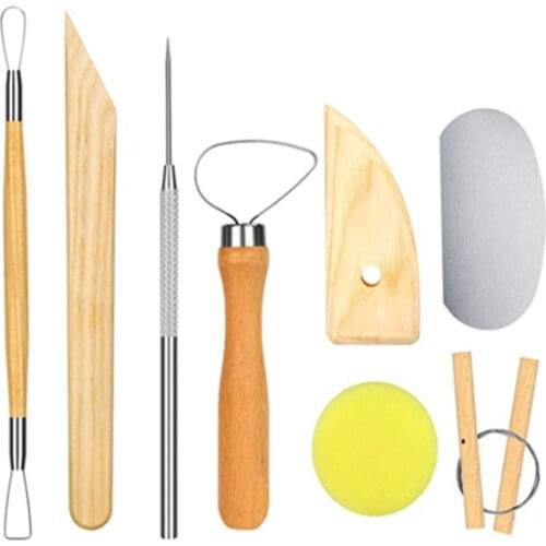 8 Pcs/set Lay Ceramics Molding Tools Wood Knife Pottery Tool Practical Porcelain Wax Sculpture Model Tool