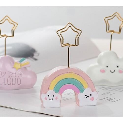 Girly Heart Cute Desktop Business Card Holder Decor Resin Photo Clip Note Clip Creative Cartoon Cloud Message Business Card Clip