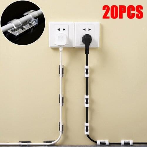 20PCS Cable Organizer Clips USB Charging Data Line Winder Cable Management Desktop Workstation ABS Wire Manager Cord Holder