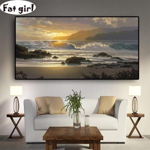 Seascape painting reef 5D DIY diamond Painting Modern decoration mosaic cross stitch rhinestone Pictures Living Room embroidery