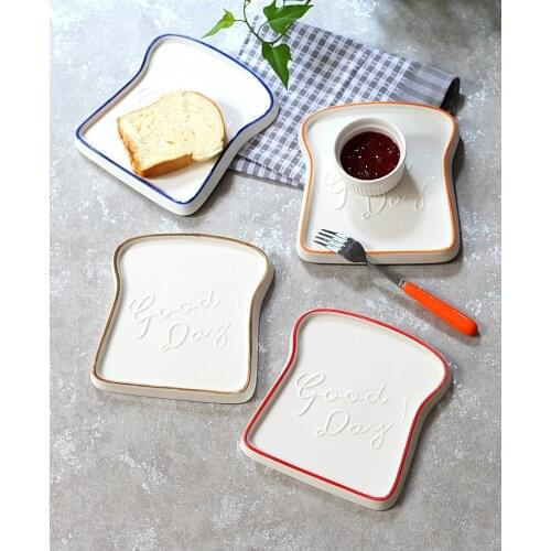 French creative ceramic relief breakfast bread plate sushi dessert cheese toast plate dish fruit bowl salad kitchen tableware
