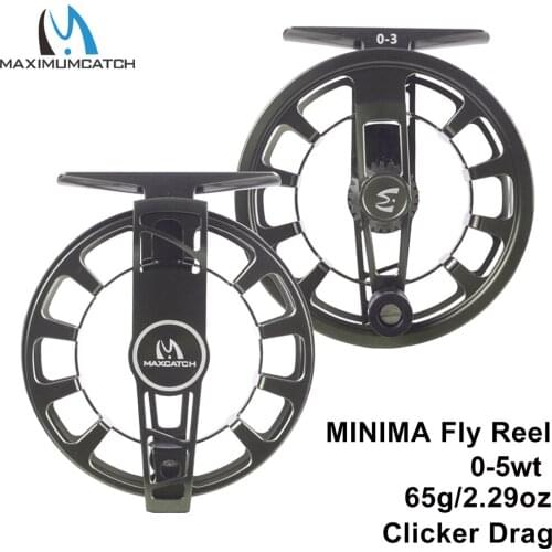 Maximumcatch MINIMA 0-5wt Light Weight Fly Fishing Reel Clicker Drag System Super Large Arbor Aluminum Fly Reel