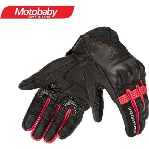 Motorcycle Leather Touch Screen Glove Men Black 100% Genuine Goatskin Four Seasons Knight Riding Gloves Motorbike Motocross