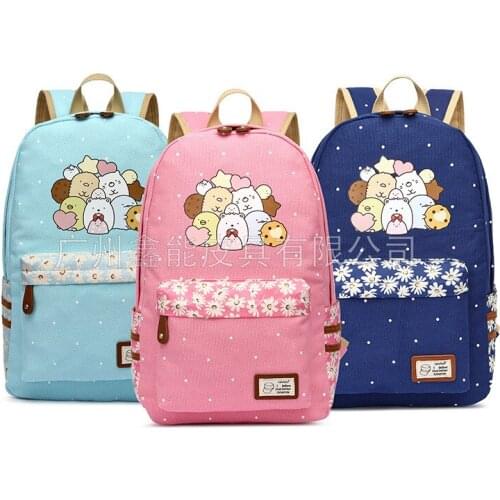 Cartoon Sumikko Gurashi Canvas Backpack Student Fashion Shoulder School Bag Women Kawaii Large Capacity Travel Laptop Rucksack
