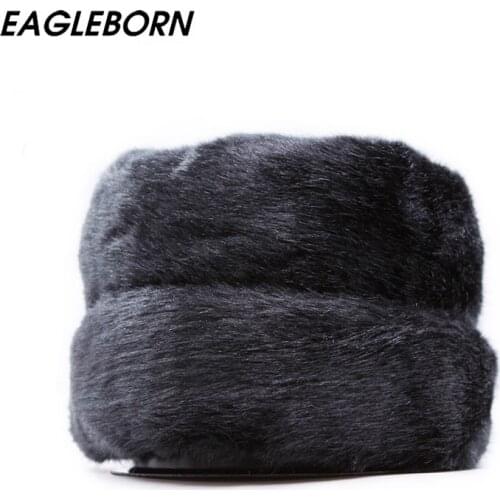 2021 Winter Caps Men Bomber Hats Faux Fur Cap Dad Hats Warm Thicken Man Cap Retro Stylish Snow Hat Russian Classical