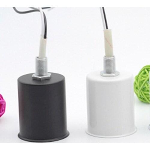 New E27 Ceramic Screw Base Round LED Light Bulb Lamp Socket Holder Adapter metal Lamp Holder With Wire