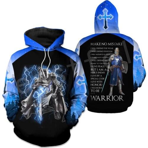 Knight Templar Jesus God Guard Cavalier Pullover Streetwear Fashion 3D Printed Zip Hoodies Sweatshirt women men drop shipping