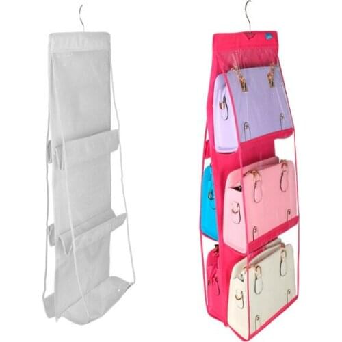 Dust bag for handbag Dust proof Non-woven 6 Pocket Hanging Storage Bag Purse Handbag Tote Bag Storage Organizer Closet Rack Hang