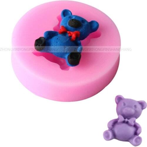 3D Mini Bears Embossed Liquid Silicone Mold Fondant Molds Chocolate Cake Decoration Tools DIY Kitchen Baking Accessories