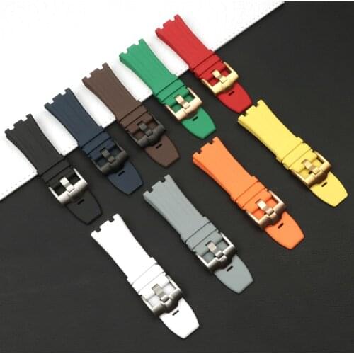 28/30mm Soft Natural Fluoro Silicone Rubber Waterproof Watchband For AP 15703 Royal Strap for Audemars And Piguet Belt Logo tool