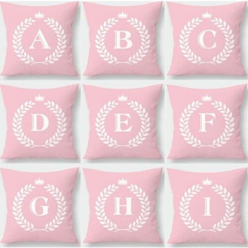 Pink Crown English Alphabet Cushion Covers Polyester Decorative Sofa Couch Chair Pillowcase Home Decor Pink Throw Pillows Cover
