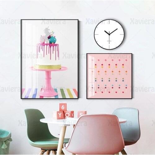 Modern Canvas Poster and Print Delicious Food Biscuits Macaroon Fruits Cake Lollipop Combination Decorative Painting Wall Art