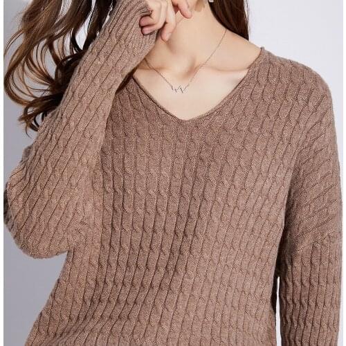 YING DE MEI Women's V-Neck Pullovers