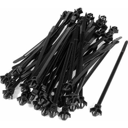 10pcs Push Car Mount Wire Tie Clip Releasable Cable Strap Car clips car Accessary Black 150mm x 7mm For Honda Bmw etc