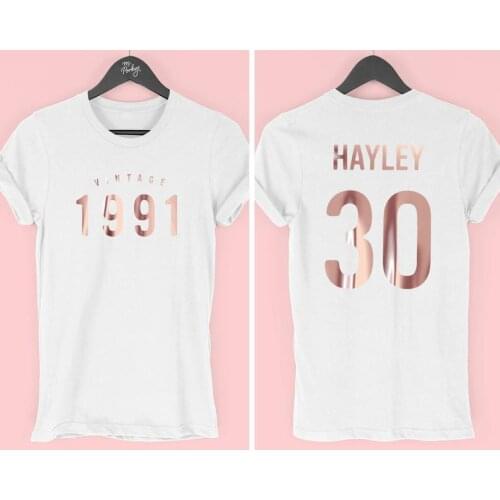 30th Birthday T-Shirt for Women, 1991 T-Shirt, 30th Birthday Gift for Women, Vintage 1991 Top for Her clothing women Cotton