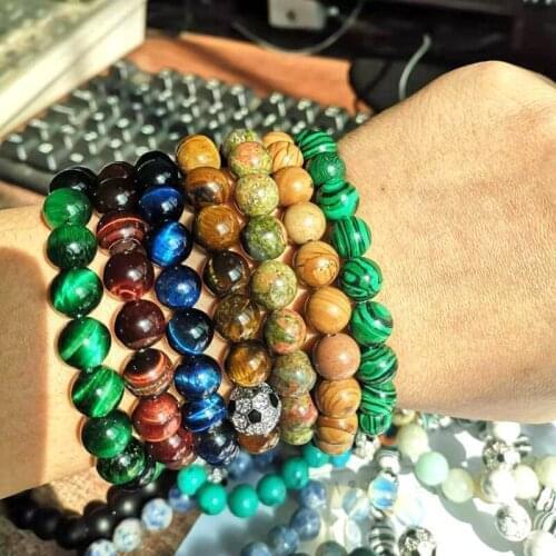 2019 Full New Black Lava Tiger Eye Fashion Women Men Beads Bracelet Bangle 12mm Micro Inset Zircon Ball Elastic Bracelet