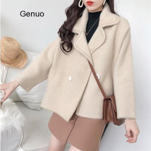 Faux Mink Cashmere Women Cardigan Coat Soft Sweater Jacket High Quality Loose Short Knitted Sweaters Lady Thick Warm Winter Coat