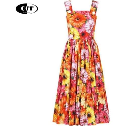 Designer Runway Party Evening Midi Dress With Floral Pattern Traf Elegant Summer Spaghetti Strap Beach Boho Zevity Dress Femme