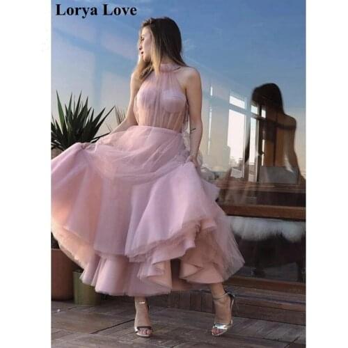 Illusion Pink A-Line Prom Dresses 2021 New Women Formal Party Night Elegant Sleeveless Vestidos De Gala Graduation Evening Gowns