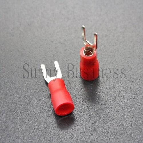 1000PCS Crimp Spade Wire Connector 22~16AWG #8 19AMP Red Fork Terminal Pre Insulated Fork Terminals Connector Ferrules