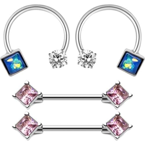 JFORYOU Nipple Rings-2 Pairs 14G 16G 316L Stainless Steel Nipplerings Nipple Horseshoe Hoop Rings Barball Body Piercing