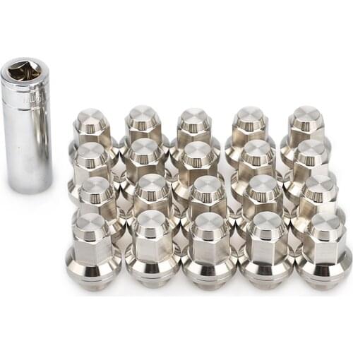 20pcs Closed-end 12x1.5 Mag Seat Flat Seat Lug Nuts 41mm Length Hex 19mm For Toyota Camry Corolla 304 Stainless Steel