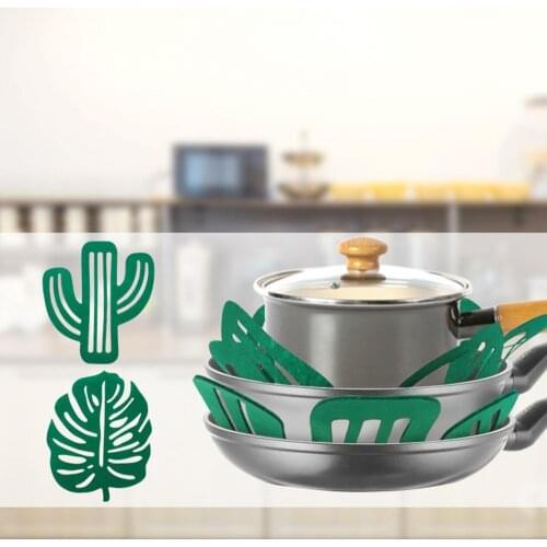 3Pcs Cactus Monstera Shape Coaster Table Pad Heat Insulation Pot Mat Placemat Non-slip Coasters Home Table Decor for Home