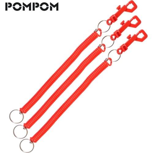 3PCS F Red Flexbile The ftproof Spring Coil Cord Keychain for fishing Stretch Tether fishing keychain key koord sleutel llaveos