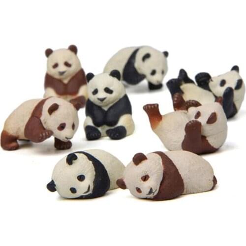 4pcs/set Cute Panda Moss Micro Landscape Terrarium Figurine Decoration Resin Funny Panda Babies Ornament Fairy Garden Miniature