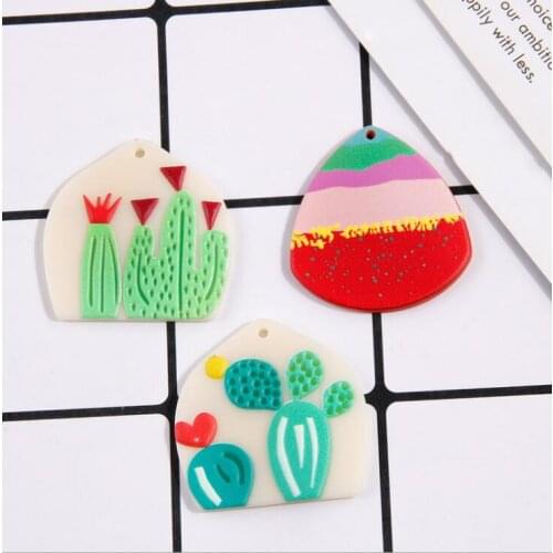 4pcs DIY Jewelry Making Resin Cactus Charms Acrylic Pendant DIY Earring