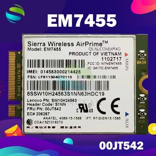 4G LTE WWAN CARD for Sierra Wireless Airprime EM7455 GOBI6000 QUALCOMM FRU:00JT542 For Lenovo X260 T460 P50 P70 L560 X1+Antenna