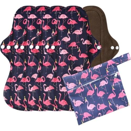5Pcs Reusable Pads +1 Bag Bamboo Charcoal Pads XL Size Sanitary Pads Washable Panty Liner Mama maternity Menstrual Cotton pads