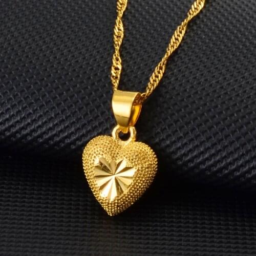 Anniyo Small Size Heart Necklaces for Women Girls Jewellery Gifts Love Charm Pendant Chain #002836