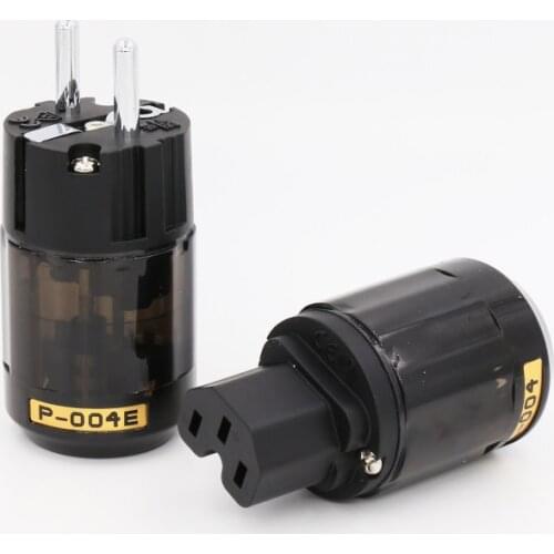 Free shipping one pair OEM P004E +C004 24K Gold Plated Male EUR plug IEC power connector plug