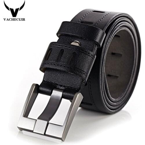 VACHECUIR Brand Genuine Leather Mens Belts Luxury 100% Cowhide Belt Strap Designer Belts Men High Quality Waistband W2