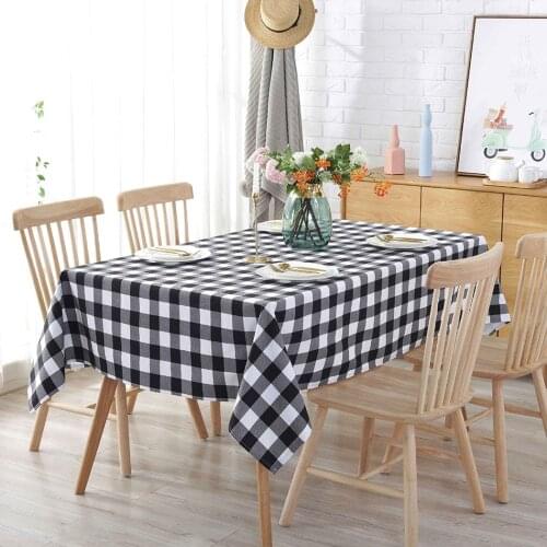 Black Plaid Tablecloth Simple Modern Linen Cotton Rectangular Household Picnic Hotel Decorative Table Cover Manteles De Mesa