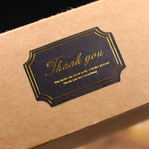 Black White Golden Thank You Hand Made Sealing Label Kraft Sticker Baking DIY Work Gift Box Stickers 80pcs/lot