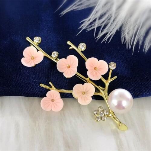 Flower Brooch Pin Mountings Findings Settings Base Parts Fittings Women Accessories for Pearls Agate Jade Crystal Party Gift