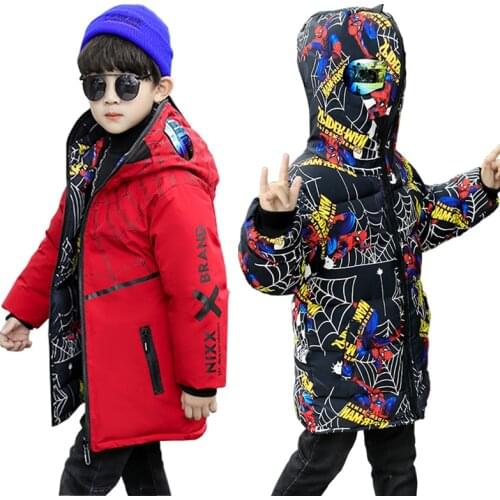 Children Outerwear Warm Coat Sporty Kids Clothes SpiderMan Windproof Thicken Boys Girls Cotton-Padded Jackets Autumn and Winter