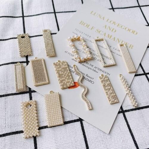 DIY jewelry accessories wholesale New geometric rectangular wavy pearl alloy pendant earring material