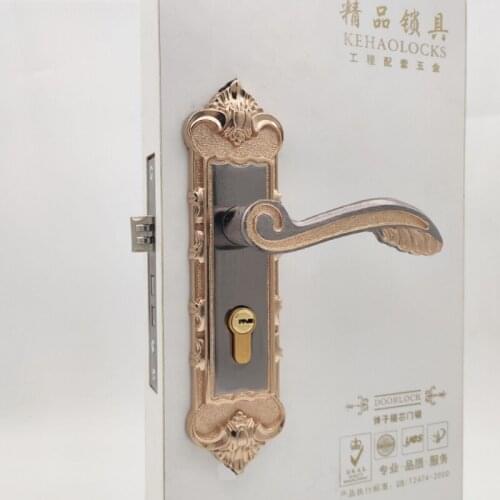 European style titanium black gold interior door lock solid handle wooden door lock boutique bedroom door lock manufacturer whol